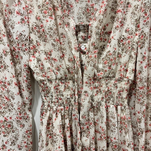 Vintage Cream and Pink Bishop Sleeve Sundress - Picture 10 of 12